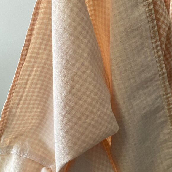 Handmade Plus Size Cotton Orange Tan Cream Gingham Elastic Straps Dress - Picture 16 of 16